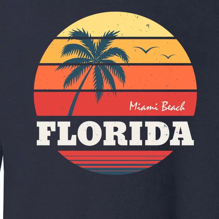 Miami Beach Florida Retro Circle Toddler Sweatshirt