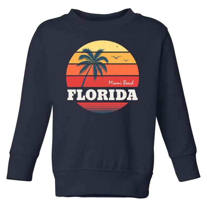 Miami Beach Florida Retro Circle Toddler Sweatshirt