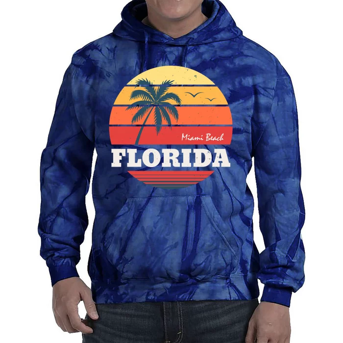 Miami Beach Florida Retro Circle Tie Dye Hoodie