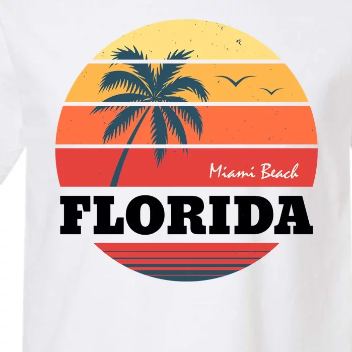 Miami Beach Florida Retro Circle Garment-Dyed Heavyweight T-Shirt