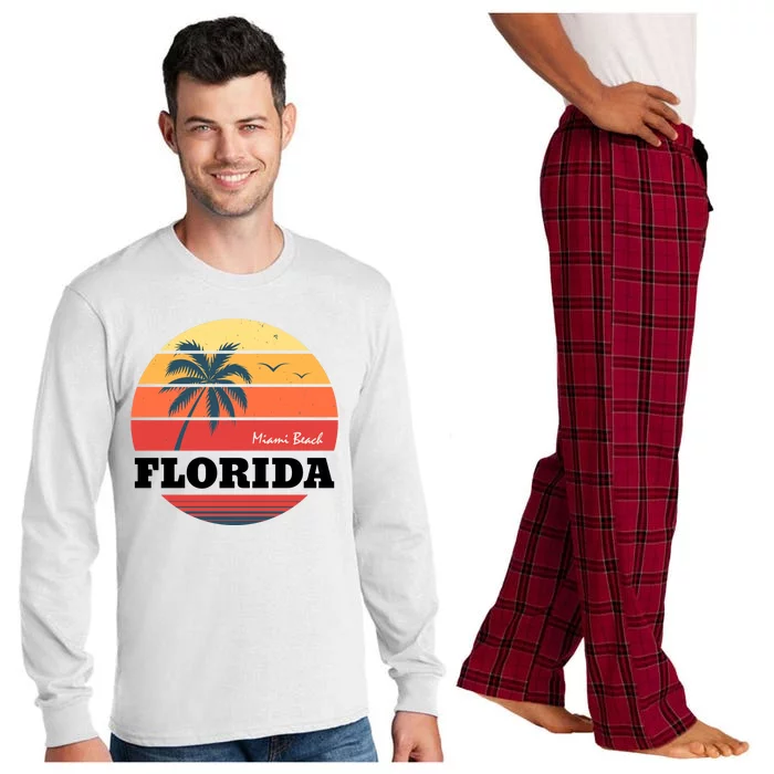 Miami Beach Florida Retro Circle Long Sleeve Pajama Set