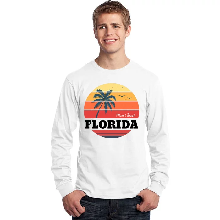 Miami Beach Florida Retro Circle Tall Long Sleeve T-Shirt