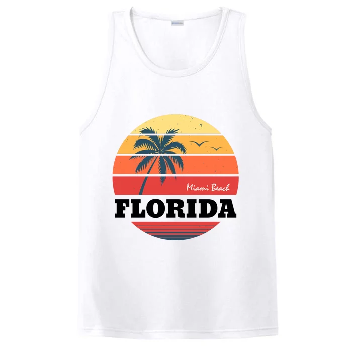 Miami Beach Florida Retro Circle Performance Tank