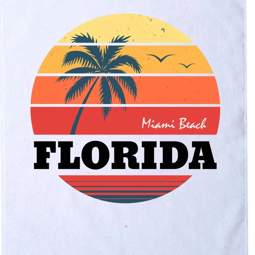 Miami Beach Florida Retro Circle Platinum Collection Golf Towel