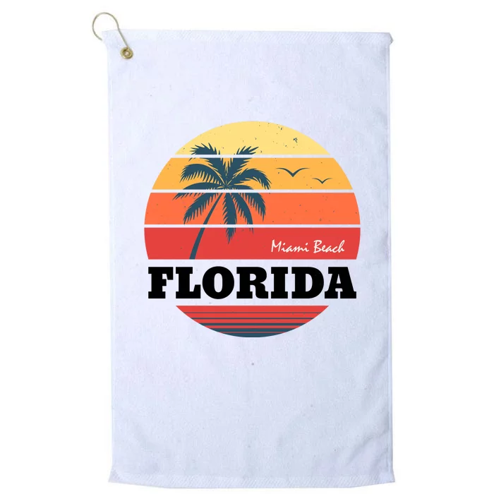 Miami Beach Florida Retro Circle Platinum Collection Golf Towel