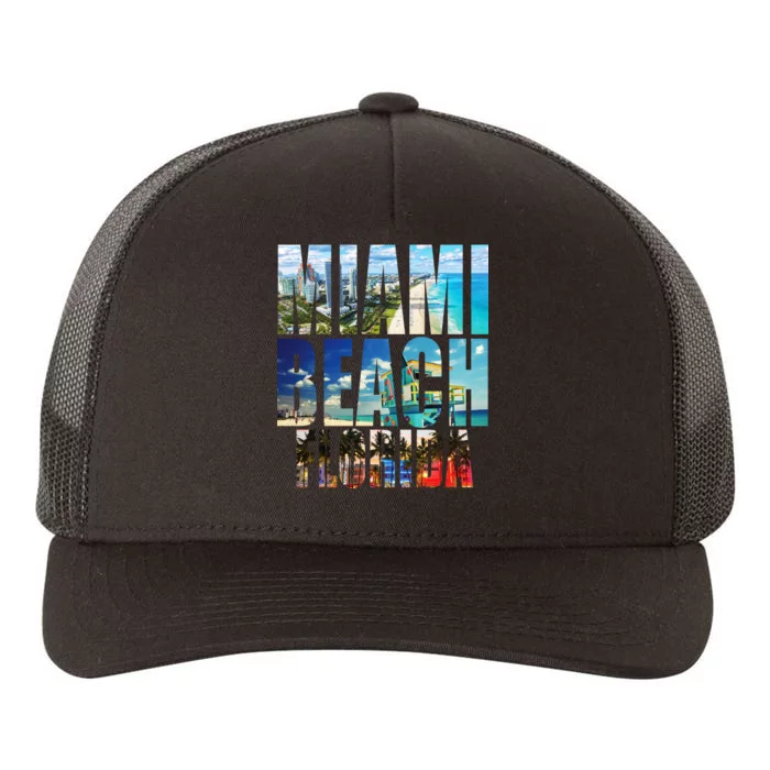 Miami Beach Florida Retro City Logo Yupoong Adult 5-Panel Trucker Hat