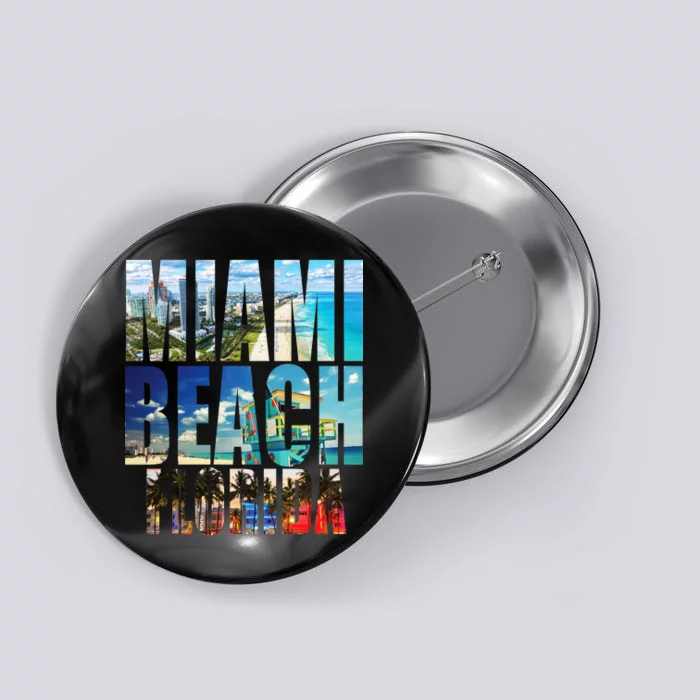 Miami Beach Florida Retro City Logo Button