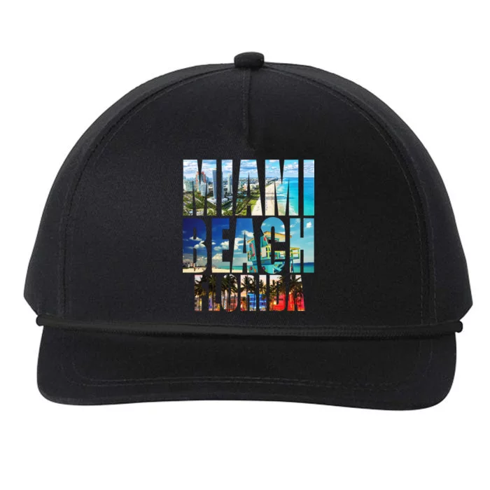 Miami Beach Florida Retro City Logo Snapback Five-Panel Rope Hat