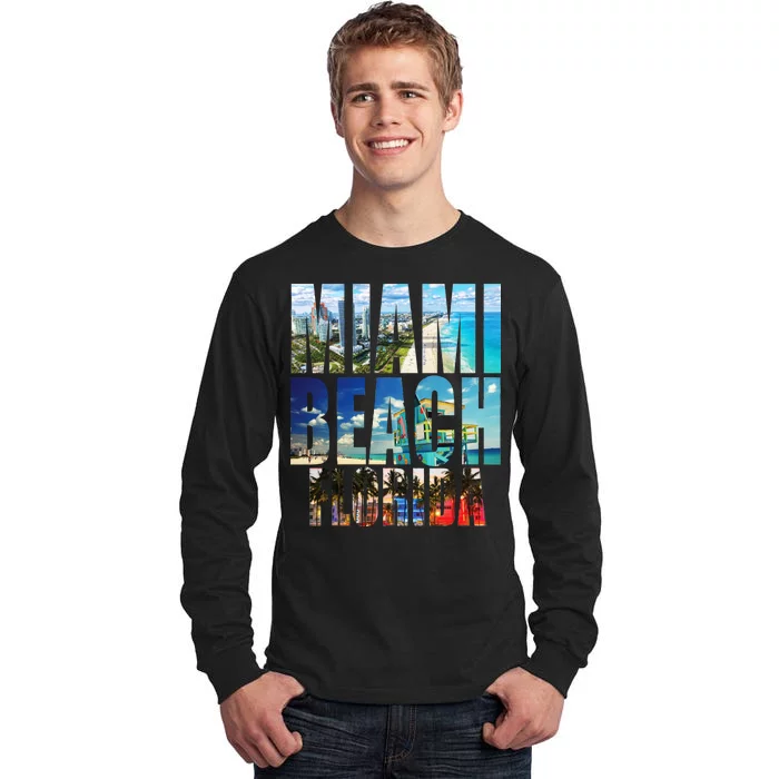 Miami Beach Florida Retro City Logo Tall Long Sleeve T-Shirt