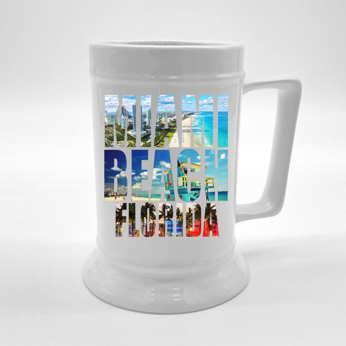 Miami Beach Florida Retro City Logo Front & Back Beer Stein