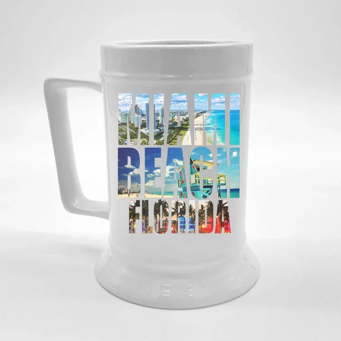 Miami Beach Florida Retro City Logo Front & Back Beer Stein