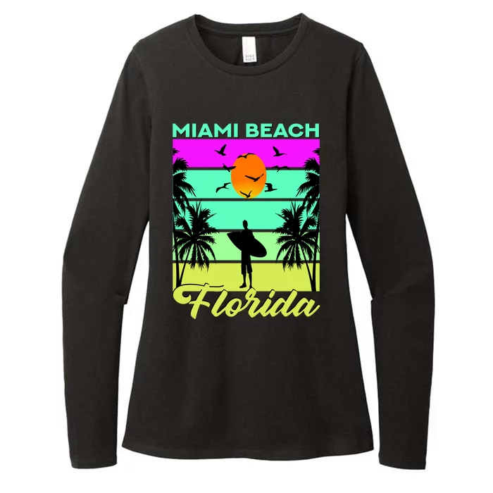 Miami Beach Florida Surfing Womens CVC Long Sleeve Shirt