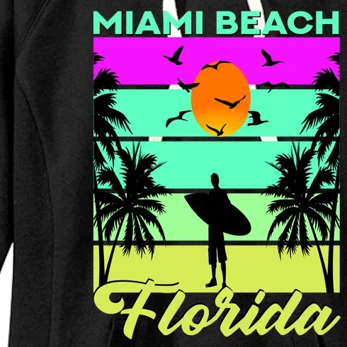 Miami Beach Florida Surfing Women's Fleece Hoodie