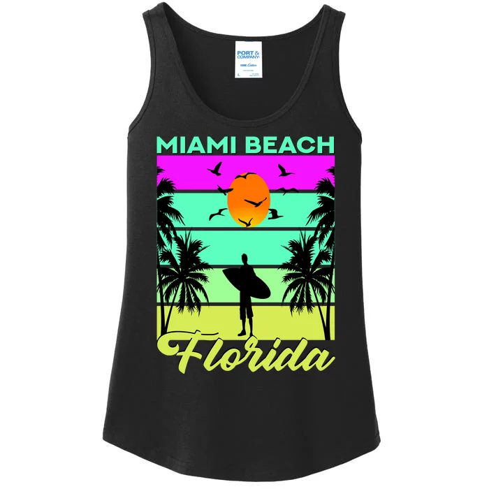 Miami Beach Florida Surfing Ladies Essential Tank