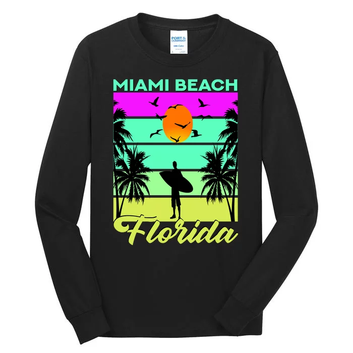 Miami Beach Florida Surfing Tall Long Sleeve T-Shirt