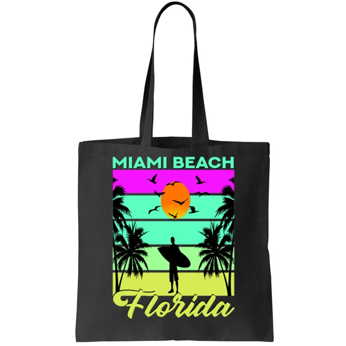 Miami Beach Florida Surfing Tote Bag