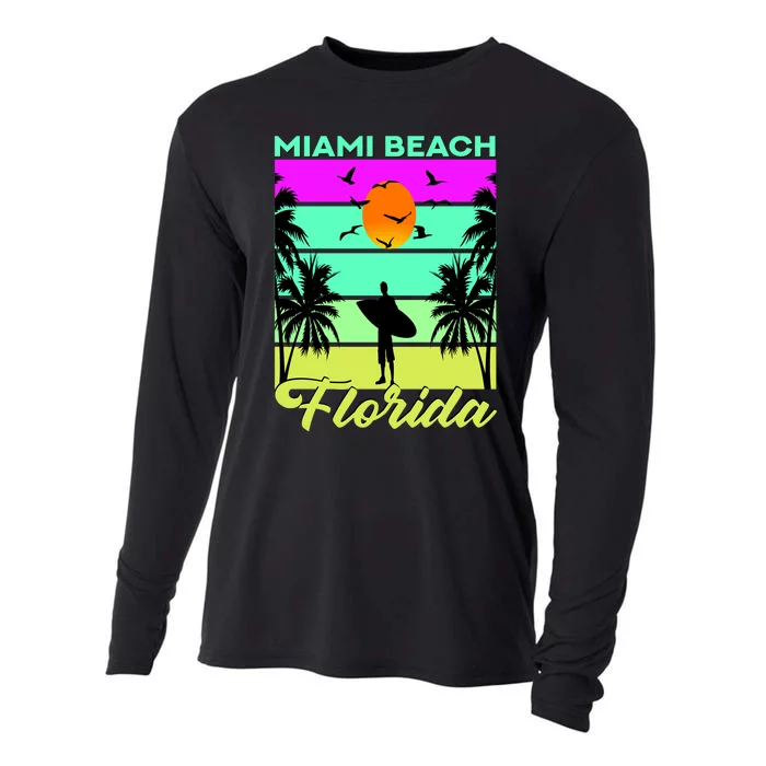 Miami Beach Florida Surfing Cooling Performance Long Sleeve Crew