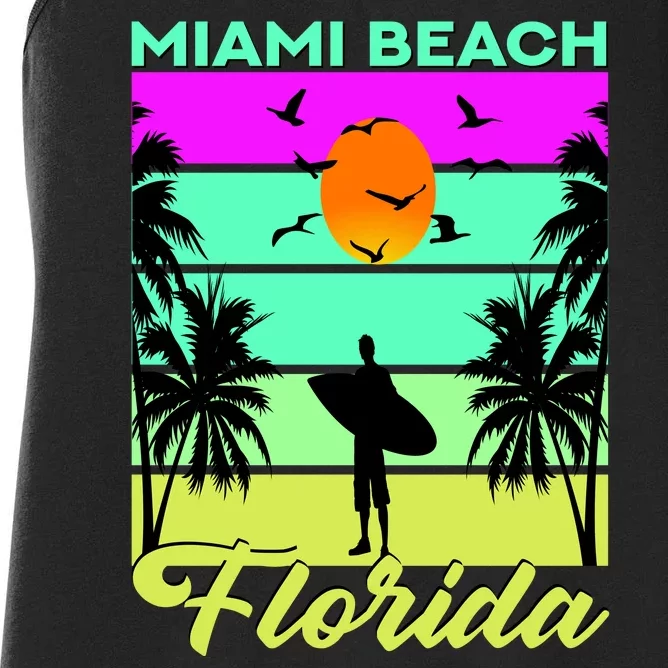 Miami Beach Florida Surfing Women's Racerback Tank