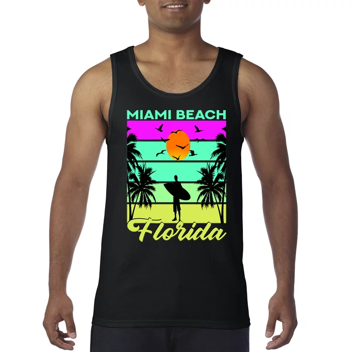 Miami Beach Florida Surfing Tank Top