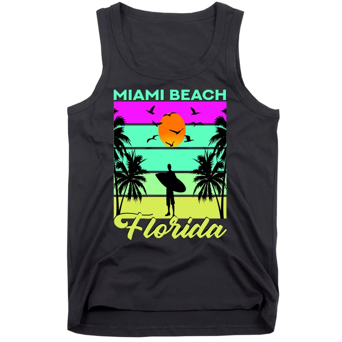 Miami Beach Florida Surfing Tank Top