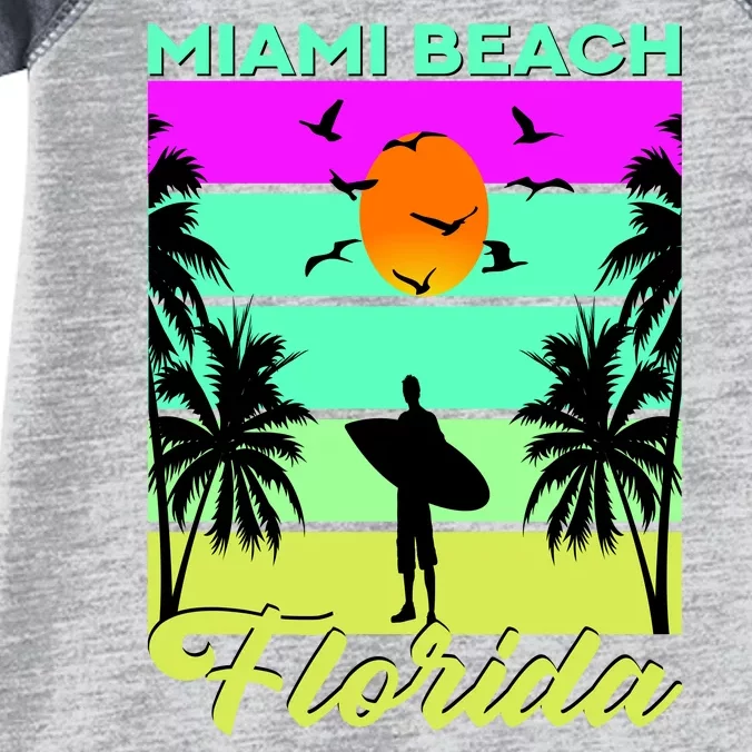 Miami Beach Florida Surfing Infant Baby Jersey Bodysuit