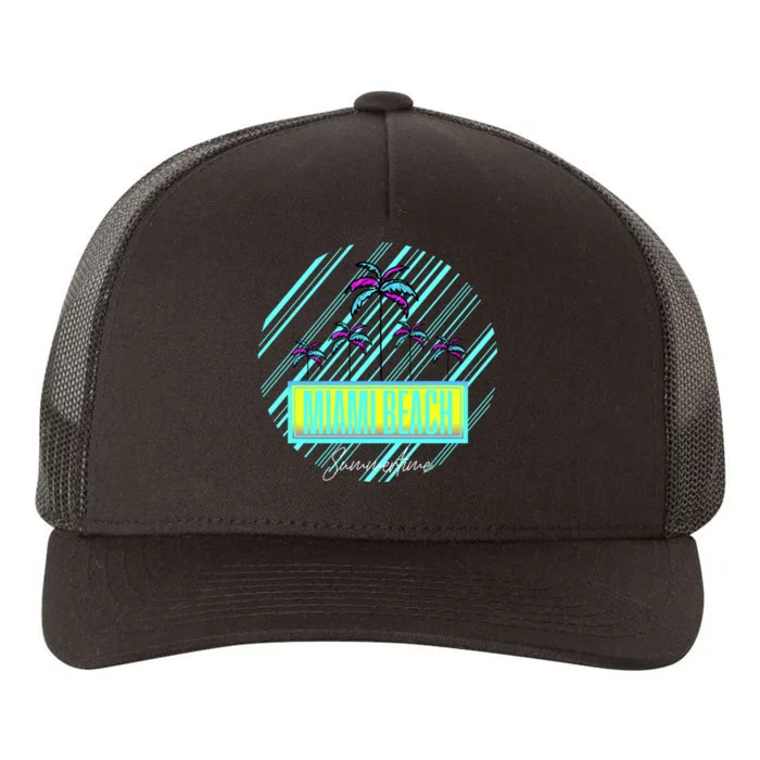 Miami Beach Palm Trees Retro Yupoong Adult 5-Panel Trucker Hat