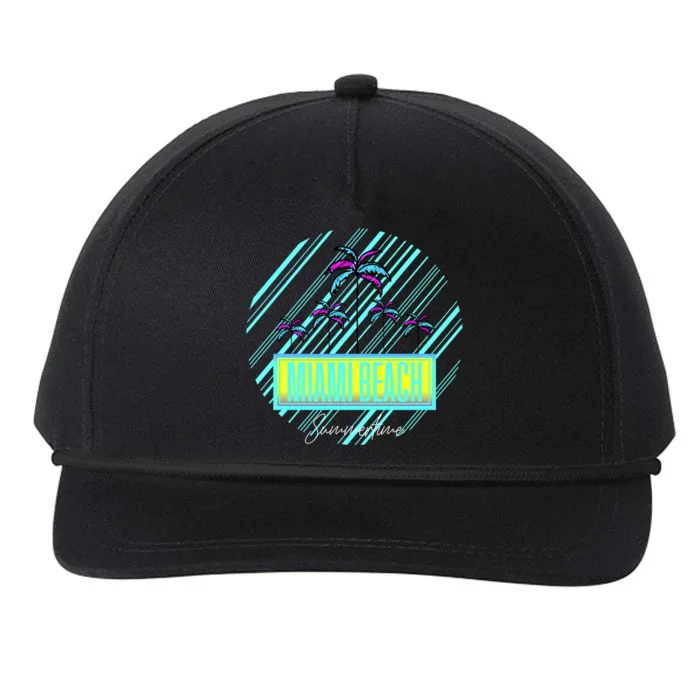 Miami Beach Palm Trees Retro Snapback Five-Panel Rope Hat