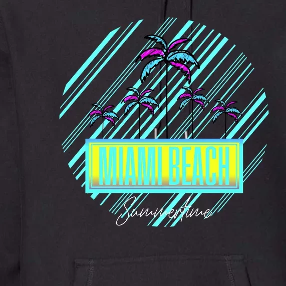 Miami Beach Palm Trees Retro Premium Hoodie