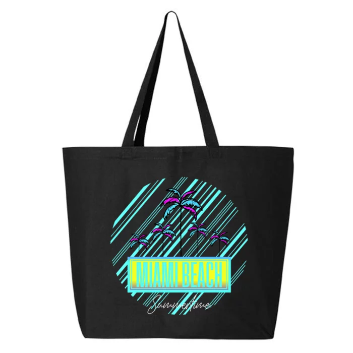 Miami Beach Palm Trees Retro 25L Jumbo Tote