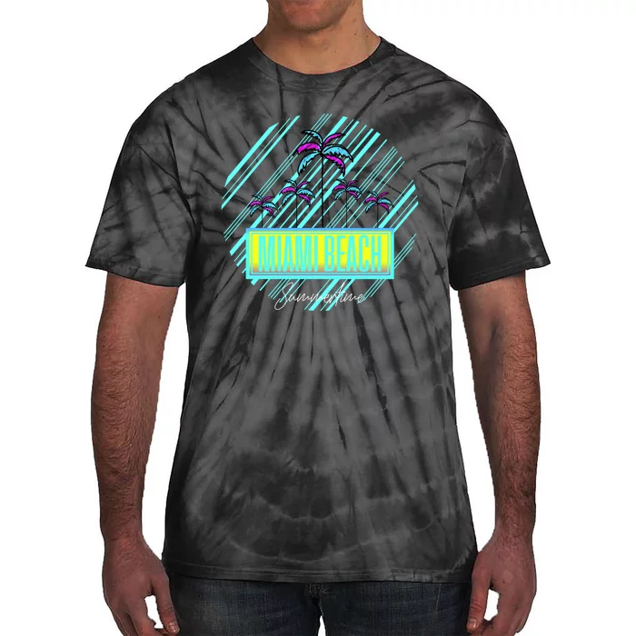 Miami Beach Palm Trees Retro Tie-Dye T-Shirt