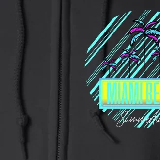 Miami Beach Palm Trees Retro Full Zip Hoodie