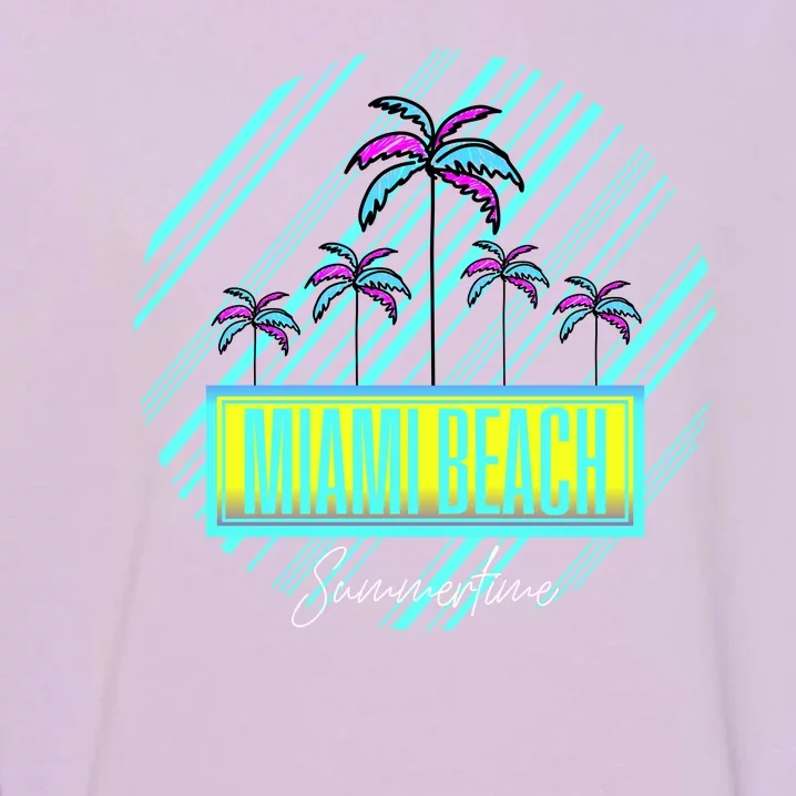 Miami Beach Palm Trees Retro Garment-Dyed Sweatshirt