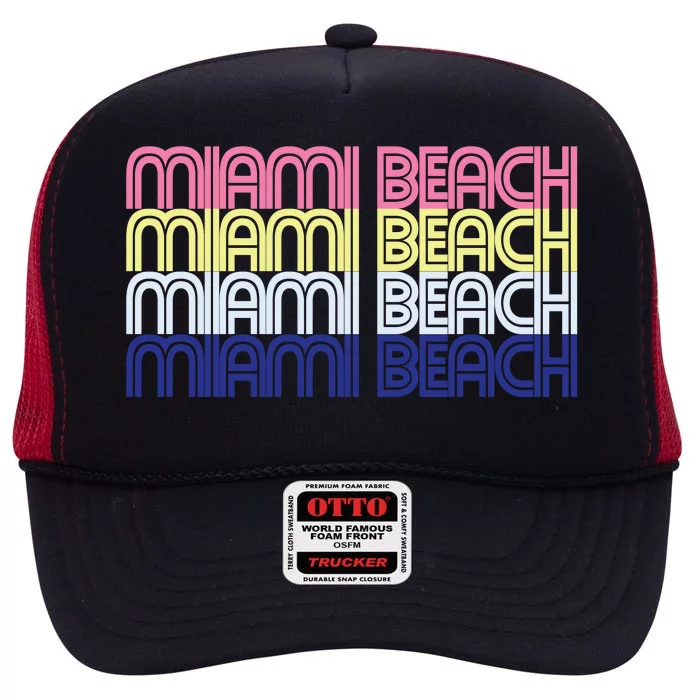 Miami Beach Repeat High Crown Mesh Trucker Hat