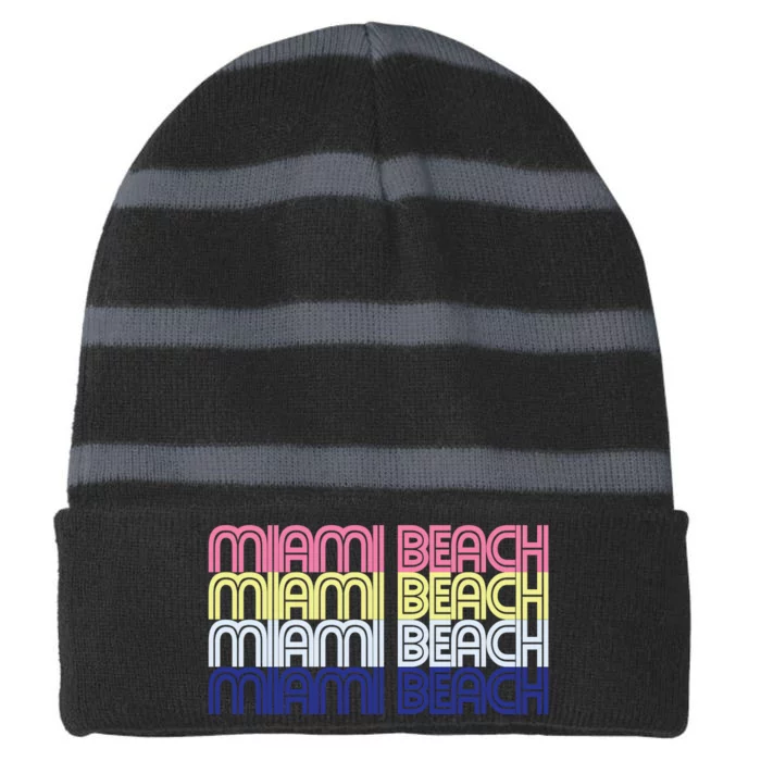 Miami Beach Repeat Striped Beanie with Solid Band