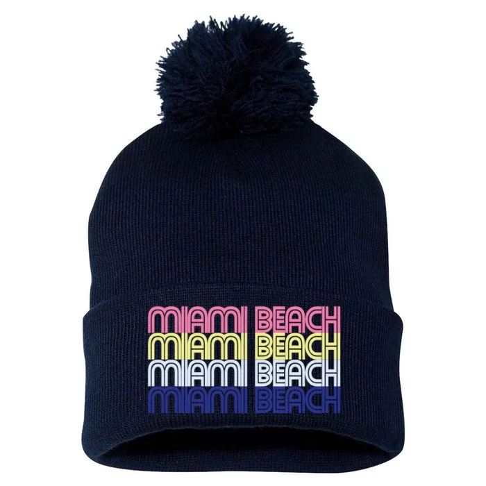 Miami Beach Repeat Pom Pom 12in Knit Beanie