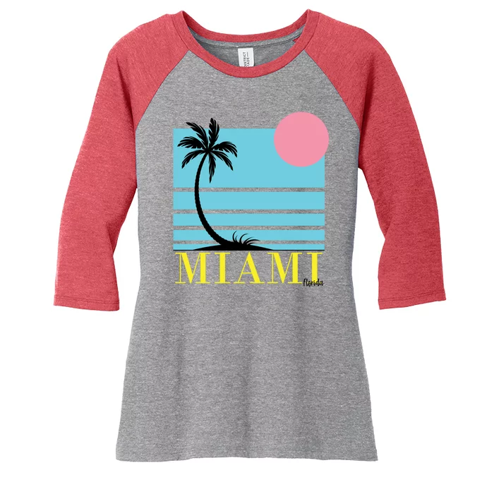 Miami Beach Sunset Women's Tri-Blend 3/4-Sleeve Raglan Shirt