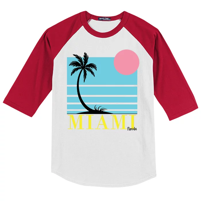 Miami Beach Sunset Kids Colorblock Raglan Jersey