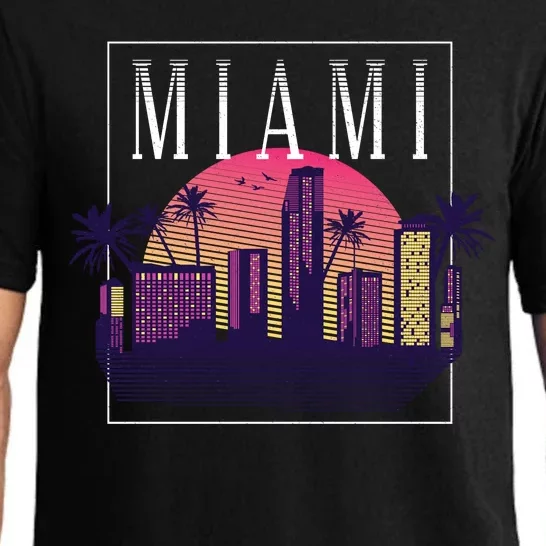 Miami Florida Retro Skyline Pajama Set