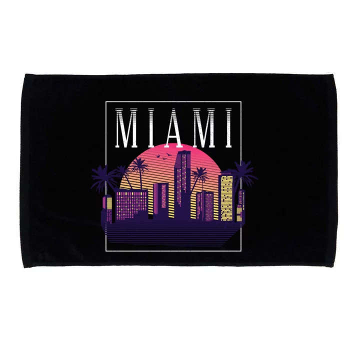 Miami Florida Retro Skyline Microfiber Hand Towel