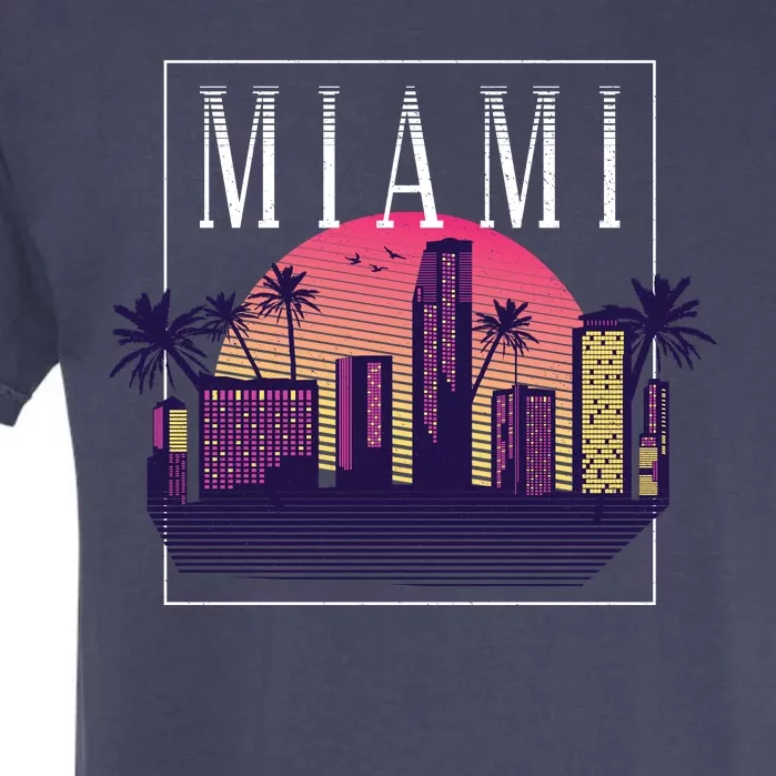 Miami Florida Retro Skyline Garment-Dyed Heavyweight T-Shirt