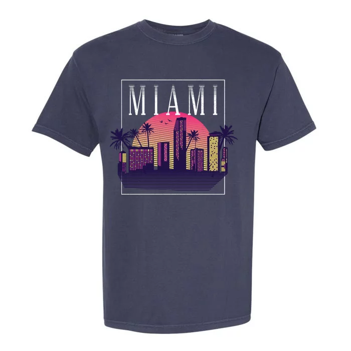 Miami Florida Retro Skyline Garment-Dyed Heavyweight T-Shirt