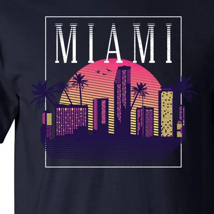 Miami Florida Retro Skyline Tall T-Shirt