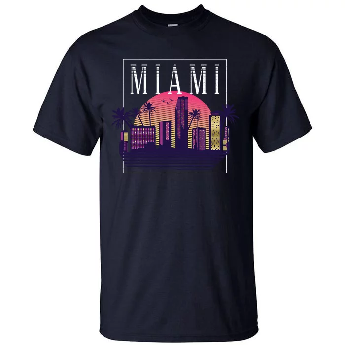 Miami Florida Retro Skyline Tall T-Shirt