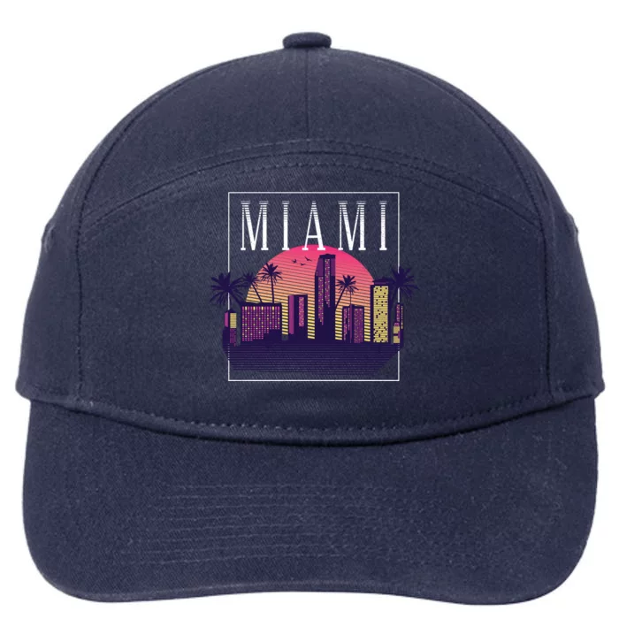 Miami Florida Retro Skyline 7-Panel Snapback Hat