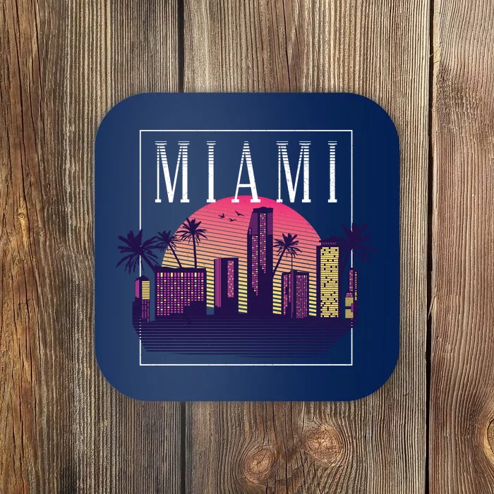 Miami Florida Retro Skyline Coaster