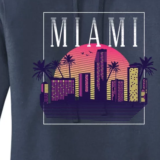 Miami Florida Retro Skyline Women's Pullover Hoodie