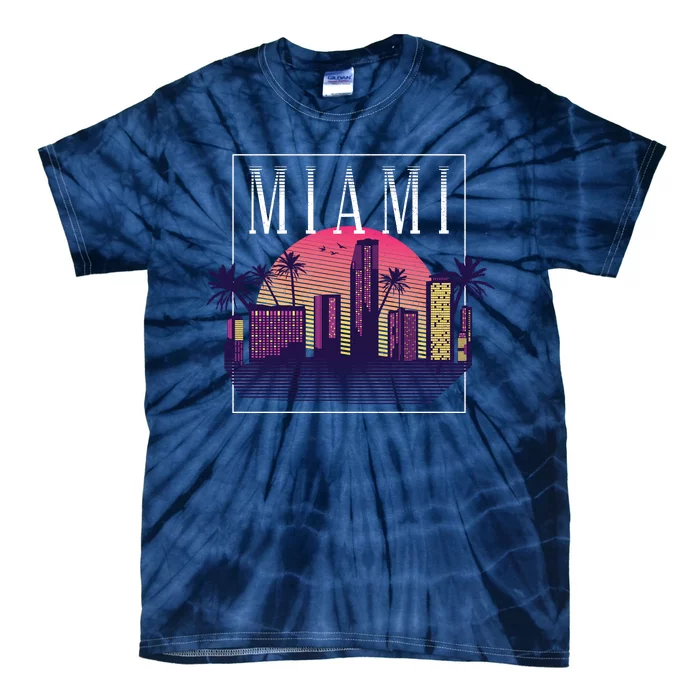 Miami Florida Retro Skyline Tie-Dye T-Shirt