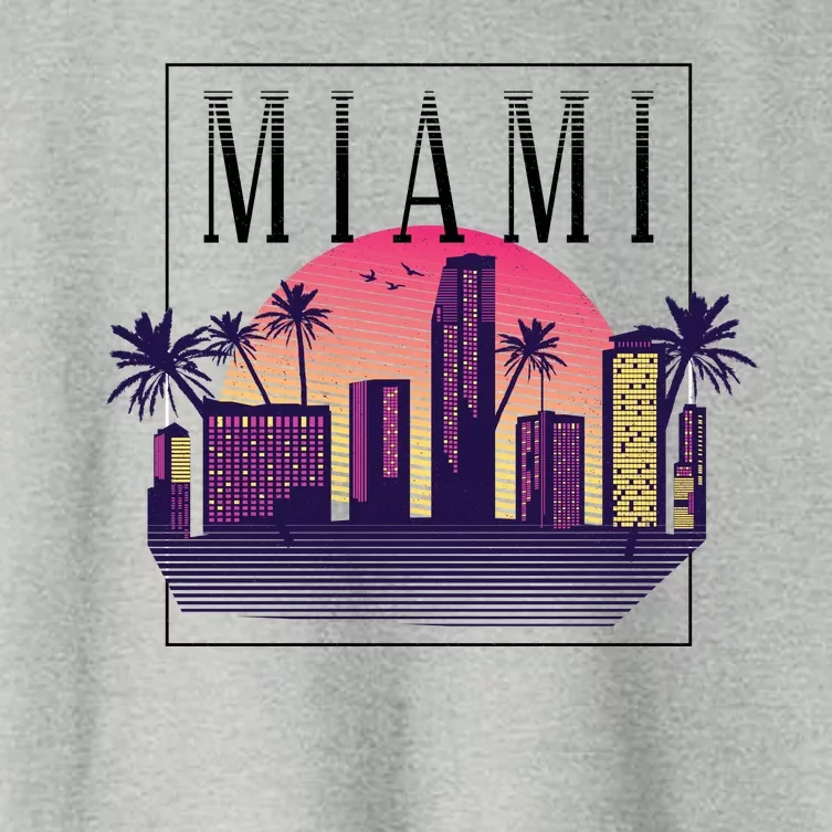 Miami Florida Retro Skyline Women's Crop Top Tee