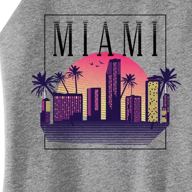 Miami Florida Retro Skyline Women’s Perfect Tri Rocker Tank