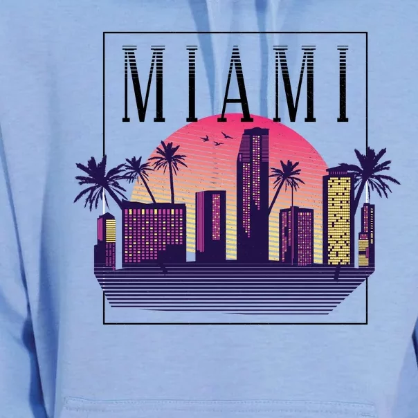 Miami Florida Retro Skyline Unisex Surf Hoodie